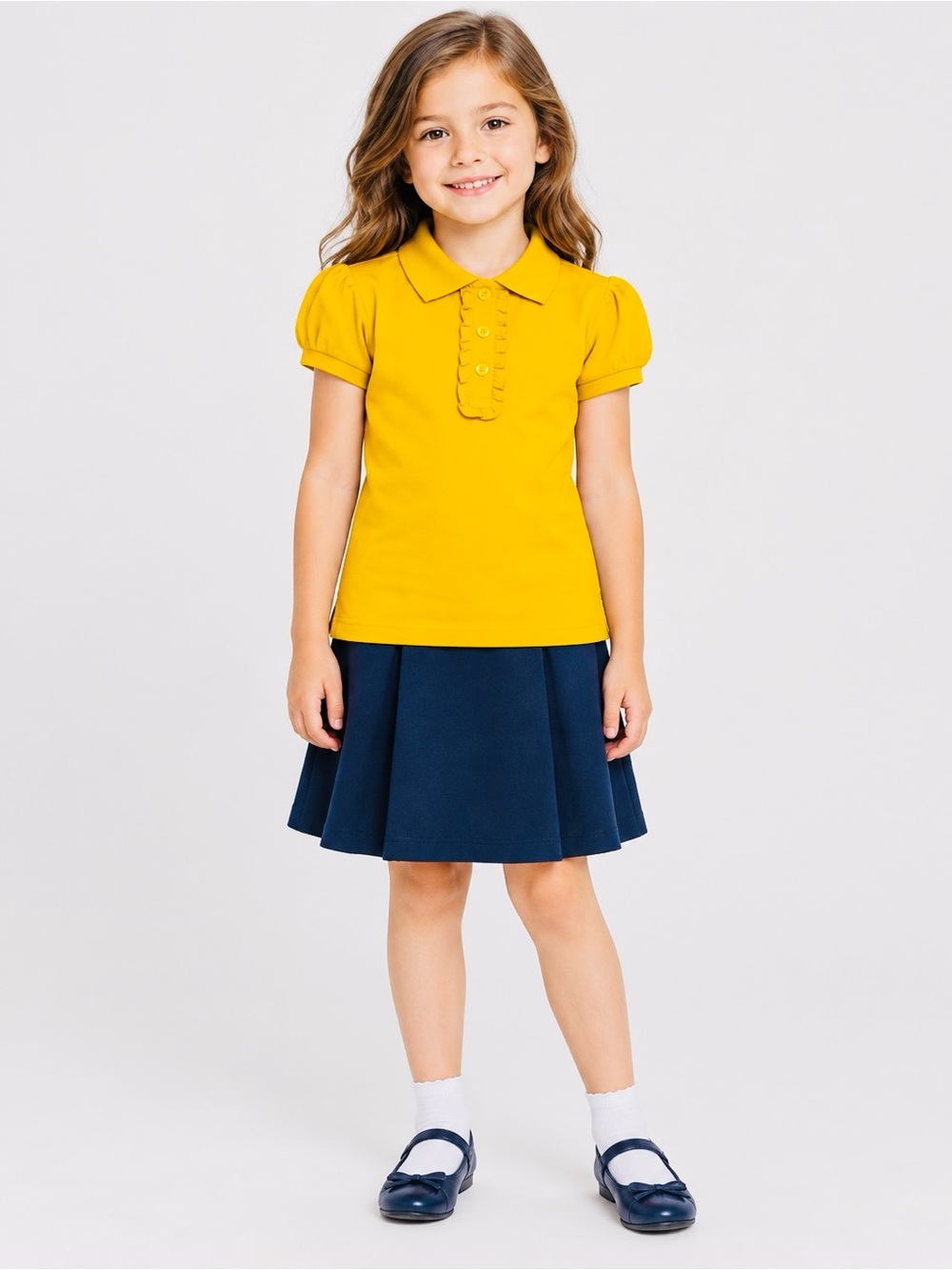NWT New Gymboree Girls Yellow Polo Shirt with Ruffle Button Placket Size 8